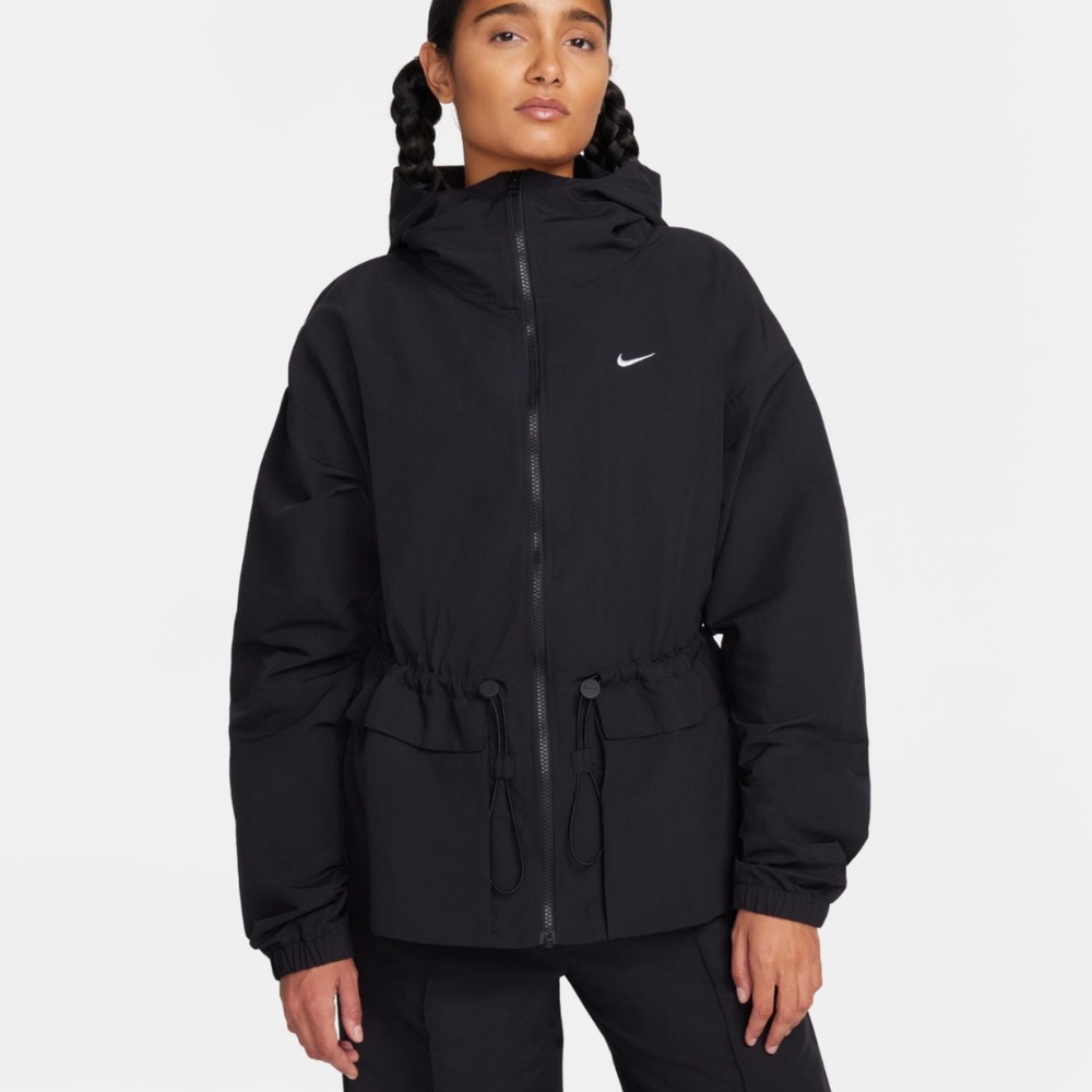 NIKE Sportswear Jacket Essentials Anorak Gathered Black NEW - Picture 3 of 10